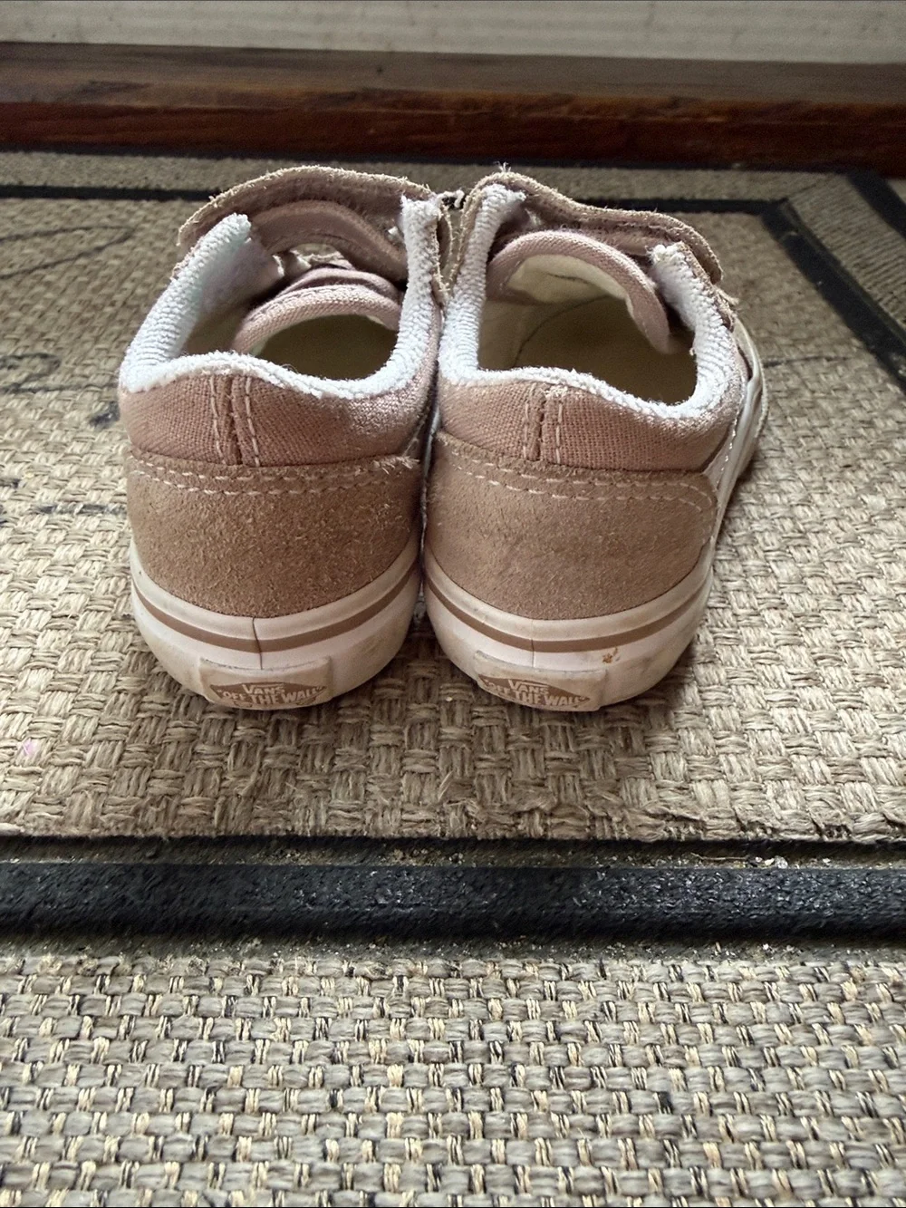 Vans- Beige Suede Velcro Kids Sneakers